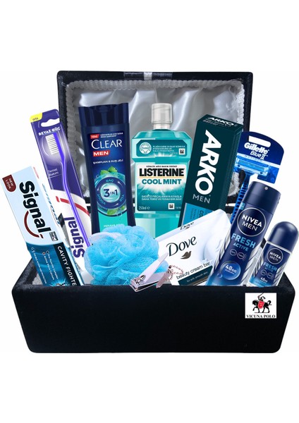 Erkek Damat Bohçası Için Damat Nişan Sandığı ve Damat Tıraş Bakım Ürünleri 12 Parça
