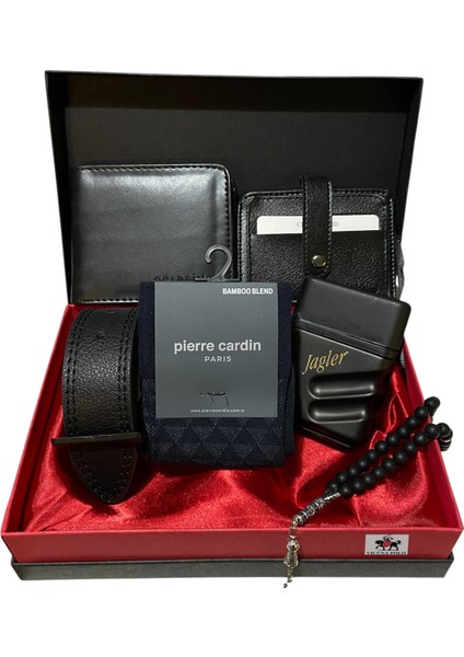 Erkek Damat Bohçası Seti Için Düz Deri Kutulu Cüzdan Kemer Çorap Saat Kartlık Seti