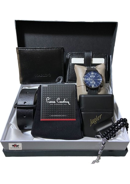 Erkek Damat Bohçası Seti Için Papyon Kutulu Cüzdan Kemer Çorap Saat Kartlık Parfüm Seti