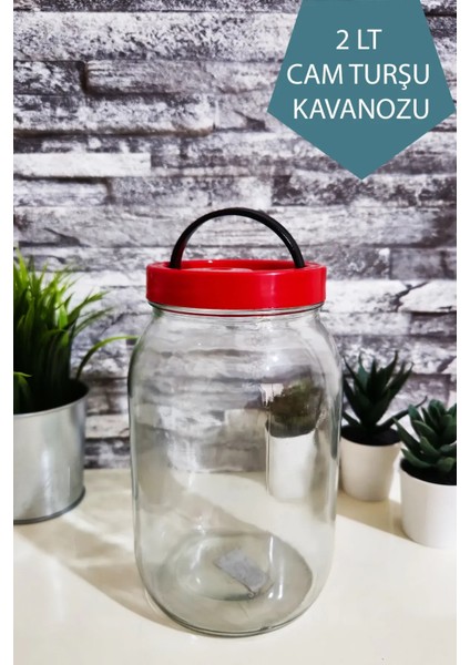 2 Litre Kapaklı Cam Turşu ve Bakliyat Reçel Saklama Kavanozu