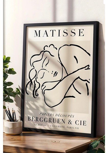 Henri Matisse Uyuyan Kadın Çerçeveli Tablo - Kağıt Kesme Sanatı - Eklektik Tarz Duvar Dekoru fiyatları
