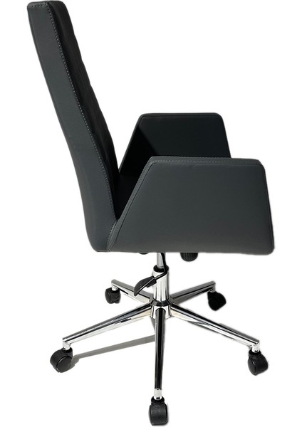 Krom Metal Lüx Yıldız Ayaklı Deri Döşeme | Ofis Koltuğu, Bekleme Koltuğu, Misafir Koltuğu (Ayarlanabilir) Maria modelleri