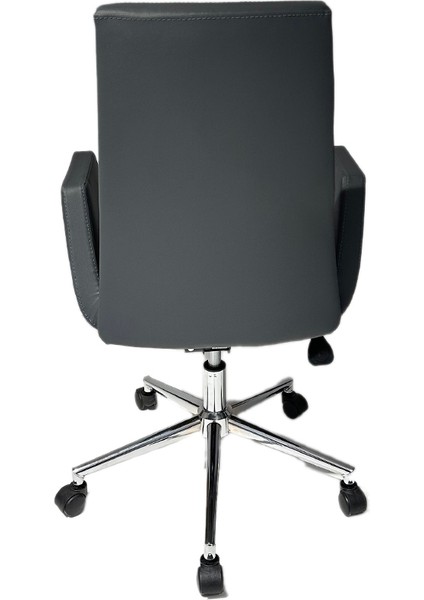 Krom Metal Lüx Yıldız Ayaklı Deri Döşeme | Ofis Koltuğu, Bekleme Koltuğu, Misafir Koltuğu (Ayarlanabilir) Maria fırsatları