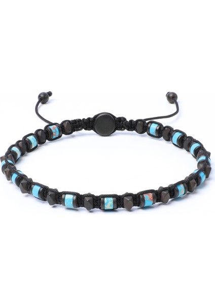 Varisit, Hematit Doğal Taş Bileklik, Tasarım Bileklik, Unisex, 4mm İpli Ayarlanabilir