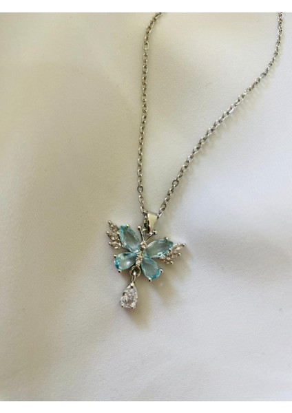 Vintage Kelebek Mavi Kolye modelleri