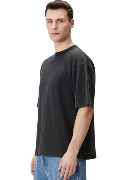 %100 Organik Pamuk Logo-Patch Erkek T-Shirt