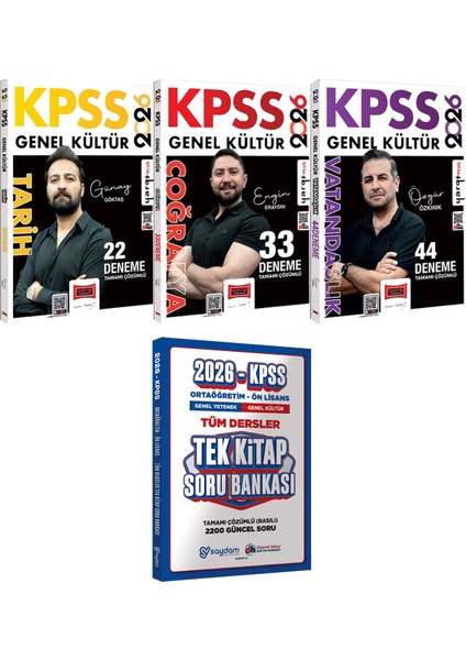 2026 Kpss Tarih Coğrafya Vatandaşlık Çözümlü 99 Deneme - Ortaöğretim Ön Lisans Tek Kitap Soru