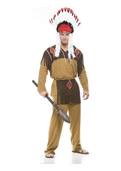 Beyaz Tüylü Siyah Kırmızı Büyük Hintli Kızılderili Başlığı