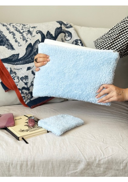 Mavi Teddy Peluş 13-14-15-16 Inç Uyumlu MacBook Kılıf, Bilgisayar Laptop Çantası, Evrak ve Kitap Çantası