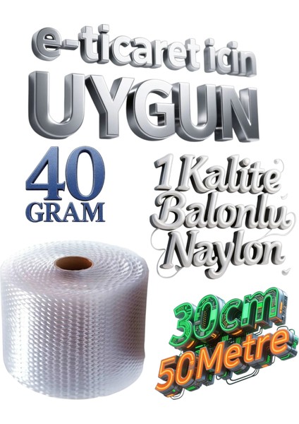 ( 40 gr ) 30 cm x 50 Metre Balonlu Naylon Patpat Eşya Koruma Naylonu