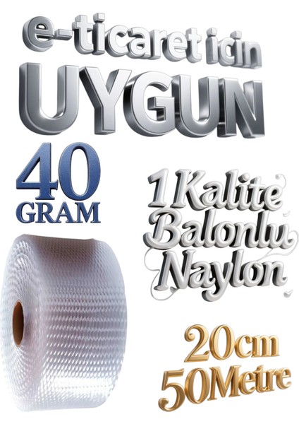 ( 40 gr ) 20 cm X 50 Metre Balonlu Naylon Patpat Eşya Koruma Naylonu
