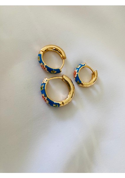 Mineli Çiçek Desen Renkli Küpe fiyatları