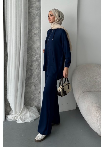 Kadın Modal Penye Oversize Kapüşonlu Tesettür Tunik Takım 1108 modelleri