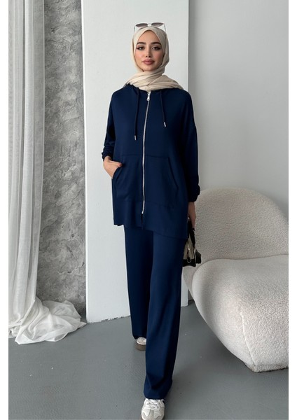 Kadın Modal Penye Oversize Kapüşonlu Tesettür Tunik Takım 1108 indirimleri