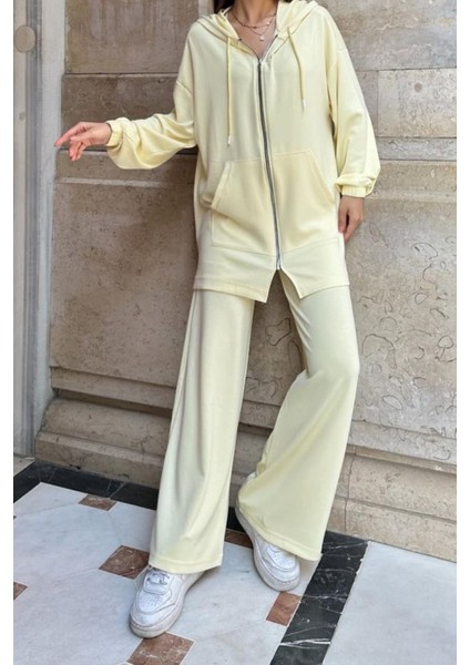 Kadın Modal Penye Oversize Kapüşonlu Tesettür Tunik Takım 1108