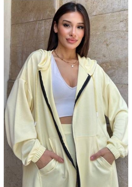 Kadın Modal Penye Oversize Kapüşonlu Tesettür Tunik Takım 1108 modelleri