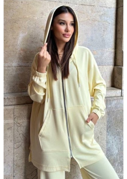 Kadın Modal Penye Oversize Kapüşonlu Tesettür Tunik Takım 1108 fırsatları