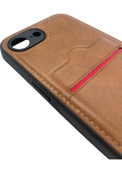 iPhone 16E Deri Kartlıklı Lüks Kılıf Açık Kahverengi fiyatları