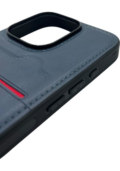 Apple iPhone 16 Pro Deri Kartlıklı Lüks Kılıf Lacivert modelleri
