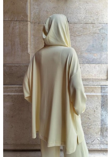 Kadın Modal Penye Oversize Kapüşonlu Tesettür Tunik Takım 1108