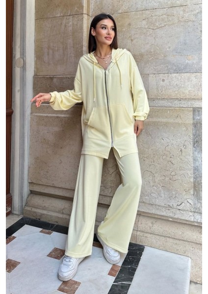 Kadın Modal Penye Oversize Kapüşonlu Tesettür Tunik Takım 1108