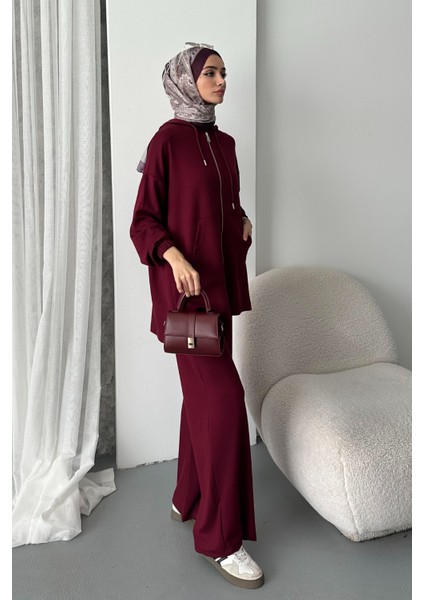 Kadın Modal Penye Oversize Kapüşonlu Tesettür Tunik Takım 1108 fiyatları