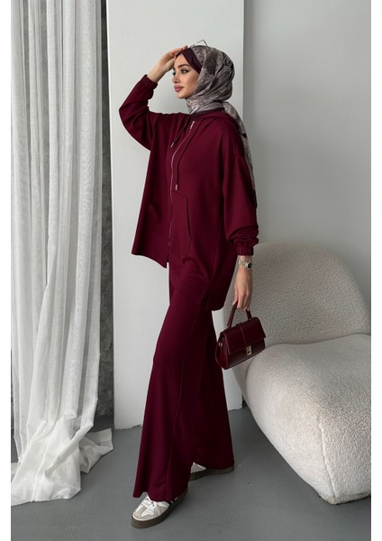 Kadın Modal Penye Oversize Kapüşonlu Tesettür Tunik Takım 1108 modelleri