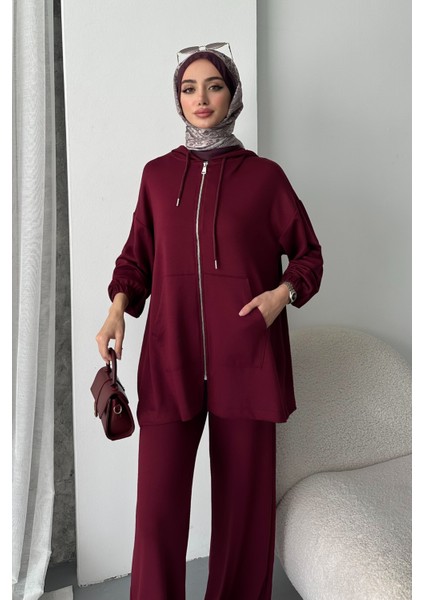 Kadın Modal Penye Oversize Kapüşonlu Tesettür Tunik Takım 1108 fırsatları