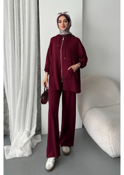 Kadın Modal Penye Oversize Kapüşonlu Tesettür Tunik Takım 1108 indirimleri