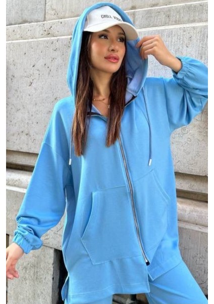 Kadın Modal Penye Oversize Kapüşonlu Tesettür Tunik Takım 1108 fırsatları