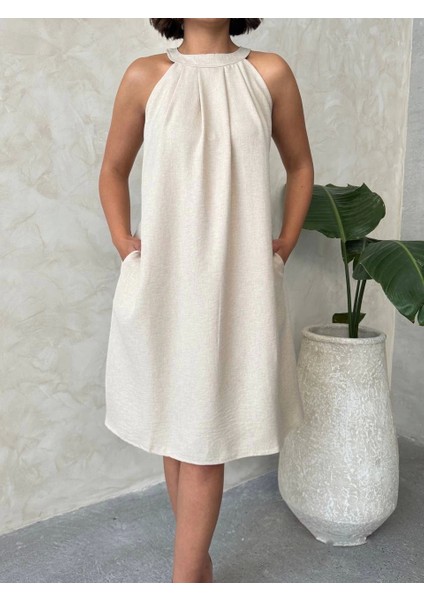 Salaş Keten Elbise Krem fiyatları