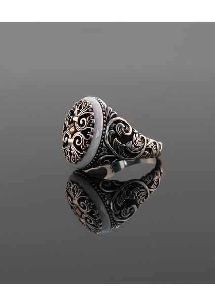 El Yapımı Osmanlı Tarzı 925 Ayar Saf Gümüş Erkek Yüzük, 9.52 gr modelleri