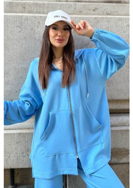 Kadın Modal Penye Oversize Kapüşonlu Tesettür Tunik Takım 1108 modelleri