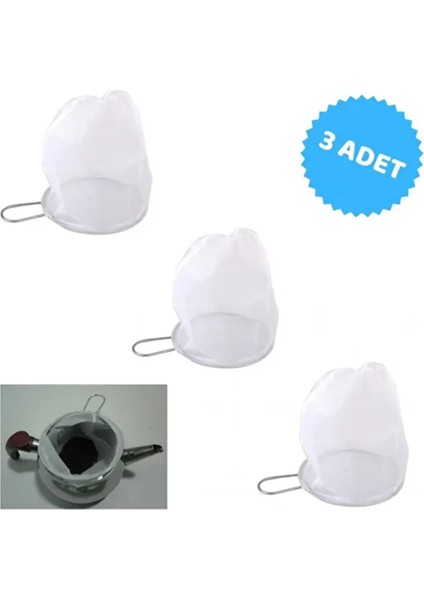 5 No 3 Adet Torba Süzgeç Demlik ve Süt Süzgeci Bez Torba