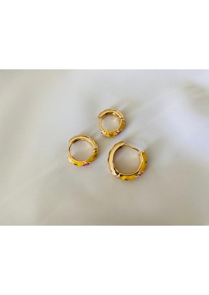 Mineli Çiçek Desen Renkli Küpe fiyatları