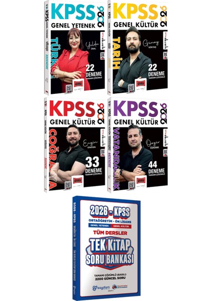 2026 Kpss Türkçe Tarih Coğrafya Vatandaşlık 121 Deneme - Ortaöğretim Ön Lisans Tek Kitap Soru
