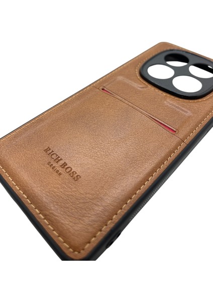 Redmi Note 14 Pro 4g Deri Kartlıklı Lüks Kılıf Açık Kahverengi modelleri