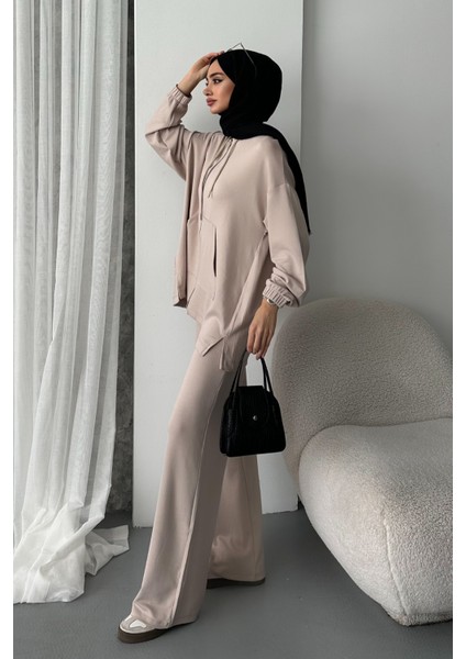 Kadın Modal Penye Oversize Kapüşonlu Tesettür Tunik Takım 1108 fırsatları
