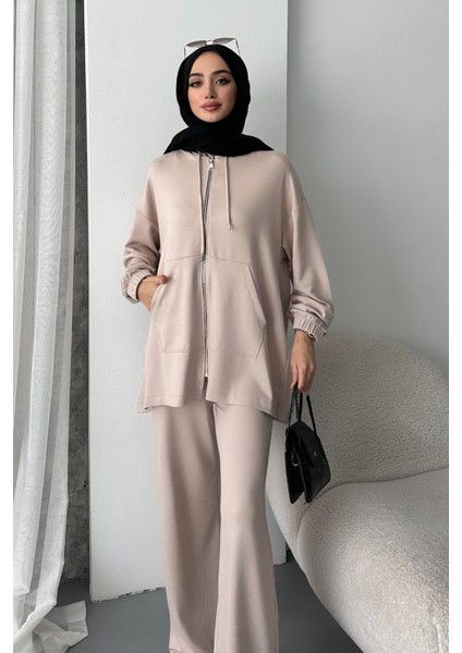 Kadın Modal Penye Oversize Kapüşonlu Tesettür Tunik Takım 1108 indirimleri