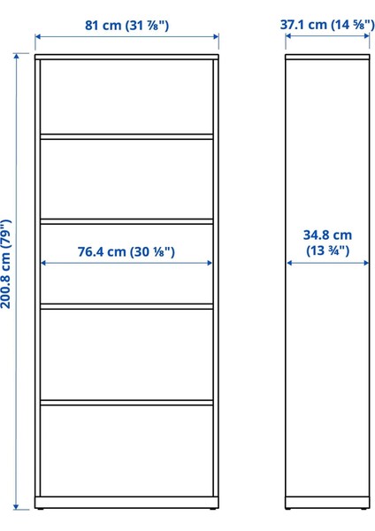 Tonstad Kitaplık Kırık Beyaz 81X37X201 cm fiyatları
