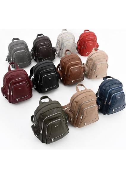 Suni Deri Kadın Sırt Çantası 35*25 cm Mega Bag Günlük Kullanıma Uygun Çok Cepli Içi Astarlı fırsatları