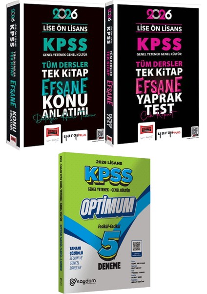 2026 Kpss Lise Ön Lisans Tek Kitap Efsane Konu Yaprak Test - Lisans Optimum 5 Deneme