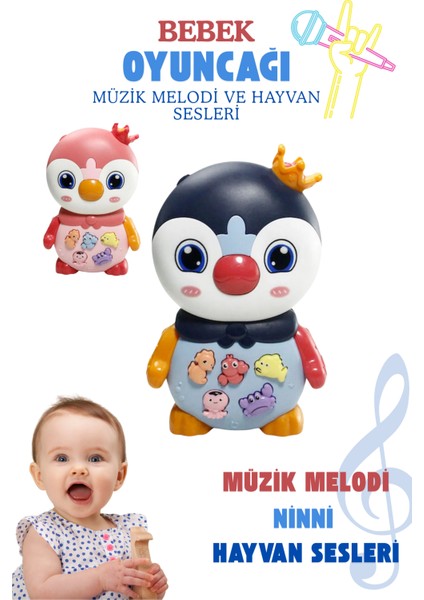 Bebek Oyuncağı Müzikli Işıklı 3 Farklı Mod Özellikli Melodi ve Hayvan Sesli Oyuncak