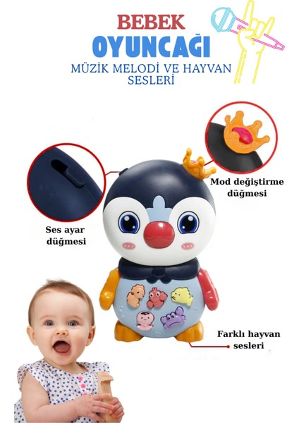 Bebek Oyuncağı Müzikli Işıklı 3 Farklı Mod Özellikli Melodi ve Hayvan Sesli Oyuncak fırsatları