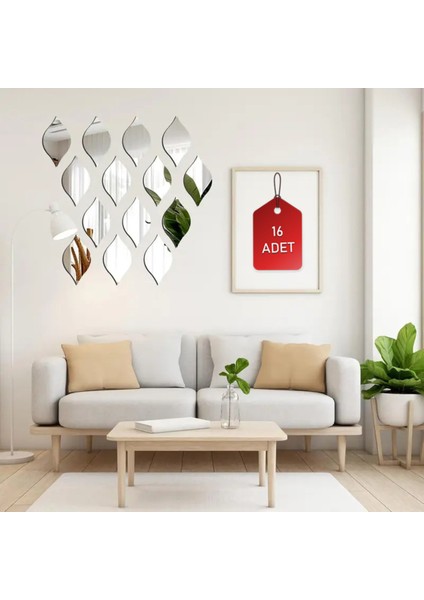 Gold Renkli Dekoratif Su Damlası Formunda 16’lı Duvar Gold Ayna Seti - 11 x 7 cm fiyatları