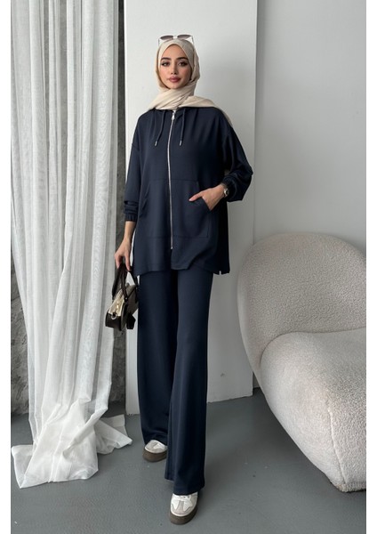 Kadın Modal Penye Oversize Kapüşonlu Tesettür Tunik Takım 1108 modelleri