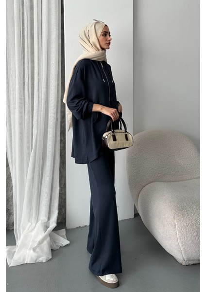 Kadın Modal Penye Oversize Kapüşonlu Tesettür Tunik Takım 1108 fırsatları