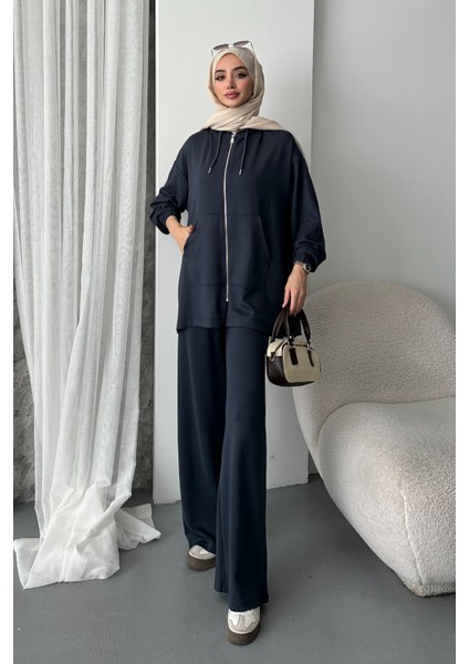 Kadın Modal Penye Oversize Kapüşonlu Tesettür Tunik Takım 1108 indirimleri