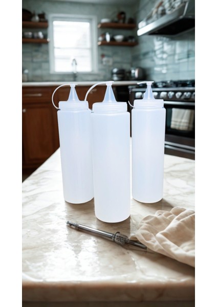 700 ml Sıkmalı Sosluk Şişesi Gıdaya Uygun Ketçap Mayanoz Yağ Şişesi