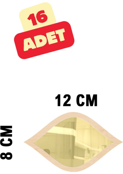 Akça- Gold Renkli Dekoratif Su Damlası Formunda 16’lı Duvar Gold Ayna Seti - 12X8 cm fırsatları